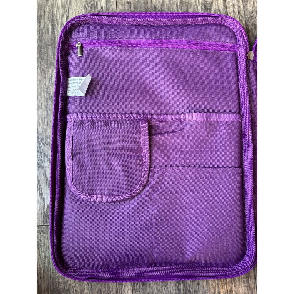 iPad Tablet Sleeve Organizer Zip Pockets Purple Zig Zag - Picture 5 of 7
